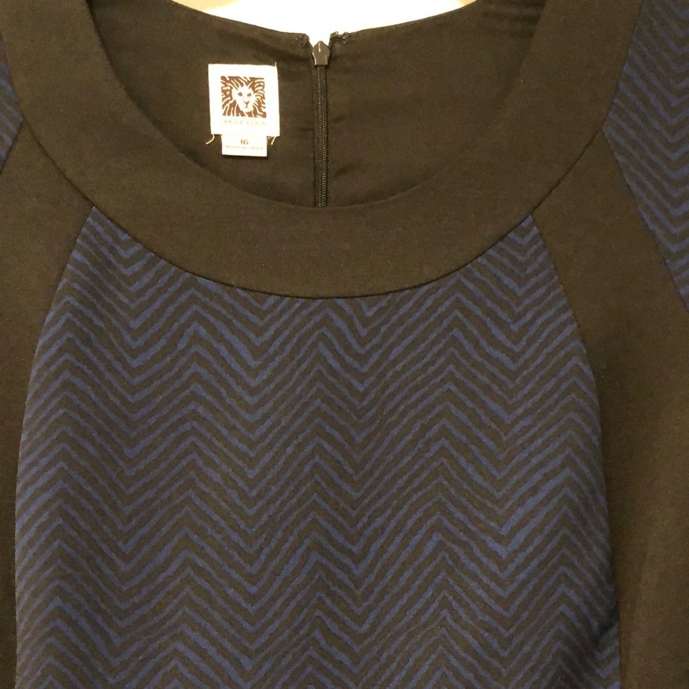 ANNE KLEIN DRESS KNEE LENGTH BLACK & BLUE EUC sz 16